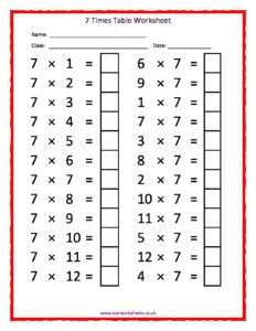 7times table chart