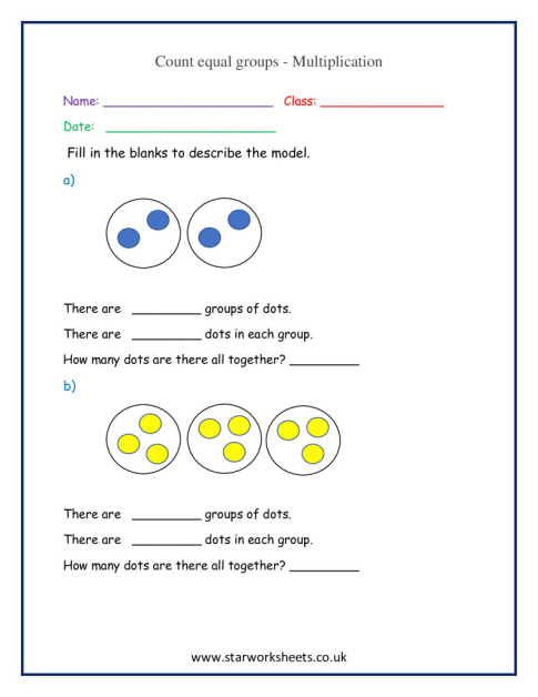 Count equal groups-multiplication | Star Worksheets