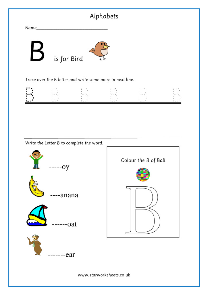 Practice Capital Letter B worksheet Star Worksheets