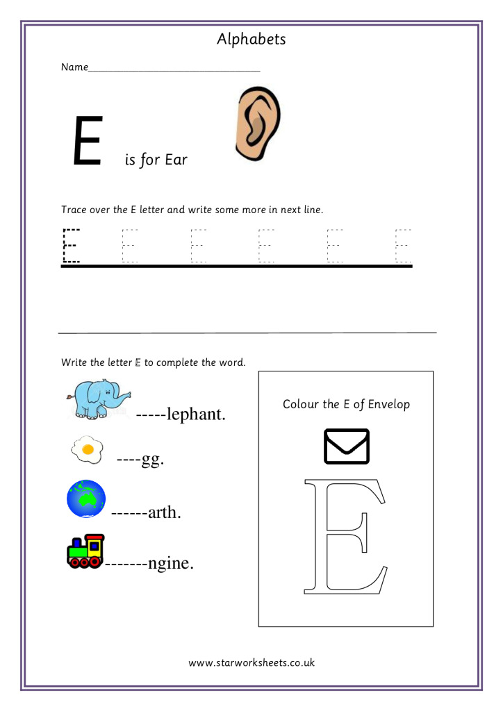 Capital Letter E | Star Worksheets