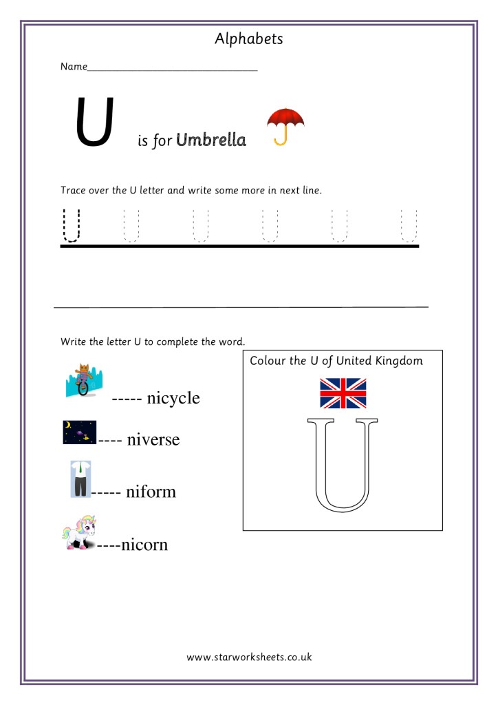 practice capital letter u worksheet star worksheets