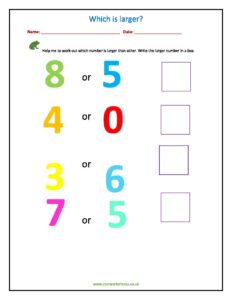 Reception Larger Nember Worksheet pdf 1