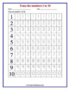 reception worksheet trace the numbers 1 to 10 pdf 1