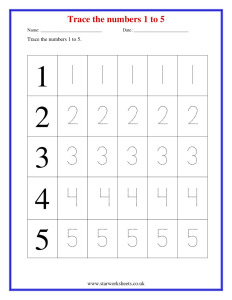 trace the numbers 1 to 5 reception maths worksheets pdf