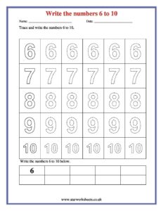 write the numbers 6 to 10 pdf 1