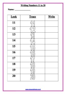 writing numbers 11 to 20 pdf 1