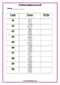 writing numbers 41 to 50 pdf 1