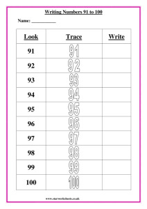 writing numbers 91 to 100 pdf