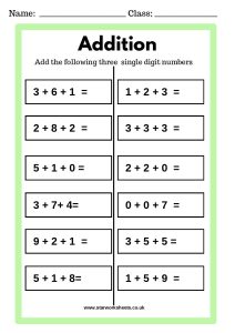 Addition of three single digit numbers pdf 2