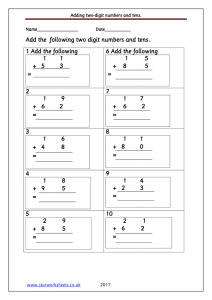 add two digit numbers and tens column addition pdf