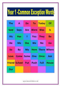 YEAR 1 COMMON EXception words list pdf