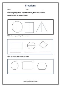 year 1 fractions worksheet pdf 1