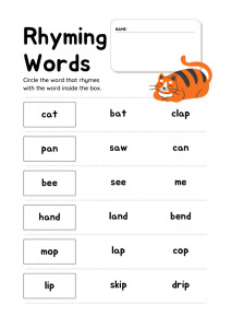 Rhyming Words reception english Worksheet pdf