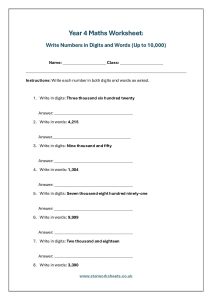 Year 4 maths Worksheets Write Numbers in Digits and Words Up to 10000 1 pdf