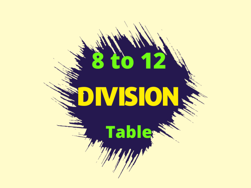 division table 8 to 12.